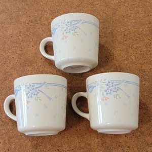 Set of 3 Corningware Symphony Pattern Coffee/Tea mugs 8oz Vintage